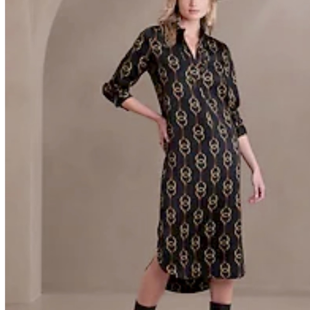 MANDARIN-COLLAR MIDI SHIRTDRESS